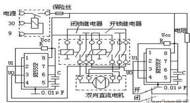 汽车门锁的工作原理示意图